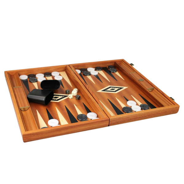 Manopoulos Brown Walnut Backgammon Set 15 Inch - Image 3