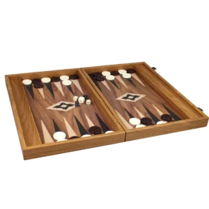 Manopoulos Brown Walnut Backgammon Set 15 Inch