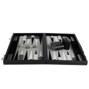 Graphene Grey Leather Backgammon Set 18 Inch