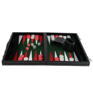 Malachite Green Leather Backgammon Set 15 Inch