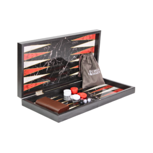 Wooden Black Marble Design Backgammon Set 19 Inch