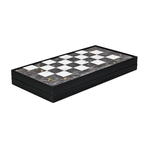 Wooden Gray Marble Design Backgammon Set 19 Inch