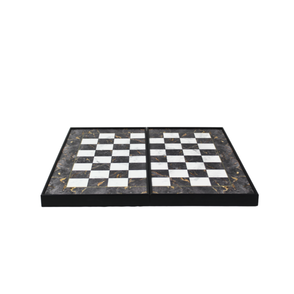 Wooden Gray Marble Design Backgammon Set 19 Inch - Image 3