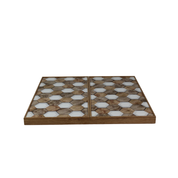 Wooden Honeycomb Design Backgammon Set 19 Inch - Image 3