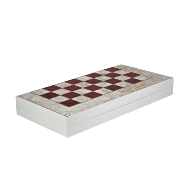 Wooden Red Marble Design Backgammon Set 19 Inch