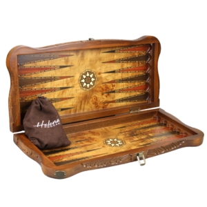 Helena Carved Bird Eye Maple Backgammon Set 20 Inch