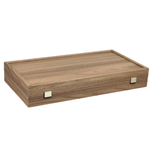 Manopoulos Oak & Walnut Backgammon Set 23 Inch with Storage Racks