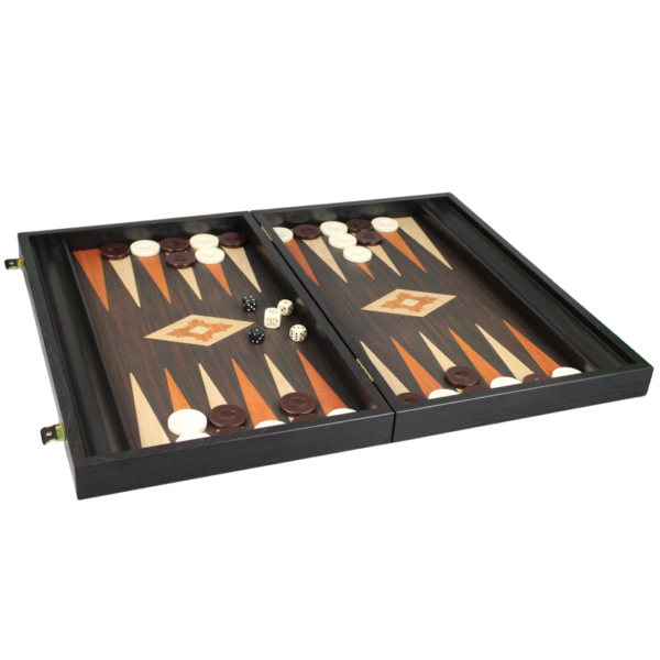 Manopoulos Wenge & Oak Backgammon Set 23 Inch with Storage Racks - Image 3