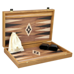Manopoulos Walnut Backgammon Set 23 Inch with Storage Racks