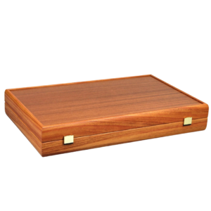 Manopoulos Inlaid Mahogany Backgammon Set 23 Inch with Storage Racks