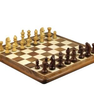 Sheesham Chess Set With Flat Sheesham Board 16 Inch and German Staunton Chess Pieces 3 Inch