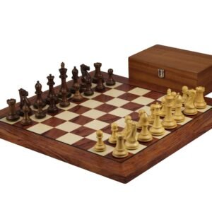 Rosewood Chess Set 20 Inch With Helena Flat Chess Board and Weighted Sheesham Morphy Series Staunton Chess Pieces 3.75 Inch