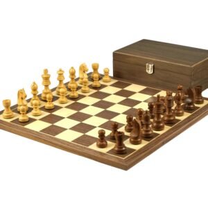 Walnut Chess Set 16 Inch with Weighted Sheesham German Staunton Chess Pieces 3 Inch