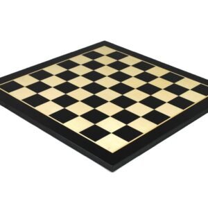 Ebony Chess Set 16 Inch With Flat Chess Board and Weighted Ebonised Classic Staunton Chess Pieces 3 Inch