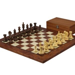 Rosewood Chess Set 20 Inch With Helena Mother of Pearl Flat Chess Board and Weighted Sheesham Fierce Knight Staunton Chess Pieces 3.75 Inch