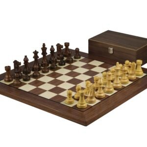 Walnut Chess Set 20 Inch With Helena Flat Chess Board and Weighted Sheesham French Knight Staunton Chess Pieces 3.75 Inch