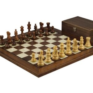 Walnut Chess Set 20 Inch With Helena Mother of Pearl Flat Chess Board and Weighted Sheesham Atlantic Classic Staunton Chess Pieces 3.75 Inch