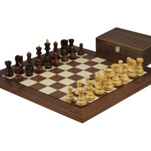 Walnut Chess Set 20 Inch With Helena Flat Chess Board and Weighted Sheesham Zagreb Staunton Chess Pieces 3.75 Inch