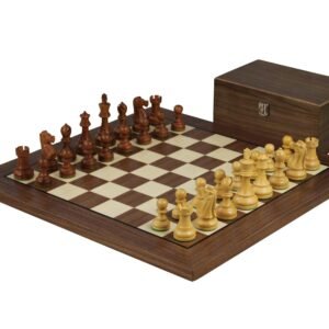 Walnut Chess Set 20 Inch with Helena Flat Chess Board and Weighted Sheesham Reykjavik Staunton Chess Pieces 3.75 Inch
