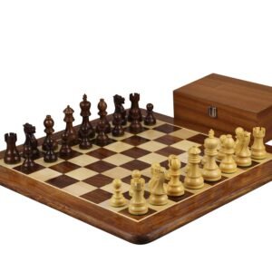 Sheesham Chess Set With Sheesham Flat Chess Board 20 Inch and Sheesham Executive Staunton Chess Pieces 3.75 Inch