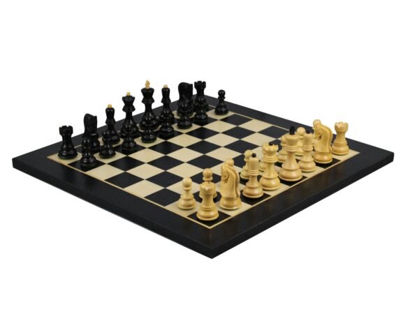 Ebony Chess Set 20 Inch With Helena Flat Chess Board and Weighted Ebonised Zagreb Staunton Chess Pieces 3.75 Inch - Image 2