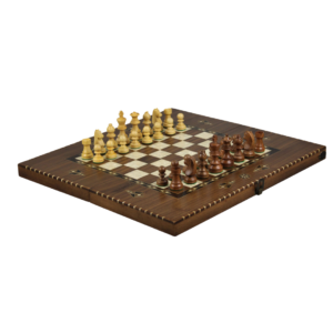 Helena Rural Walnut Chess & Backgammon Set With Sheesham German Staunton Chess Pieces 20 Inch