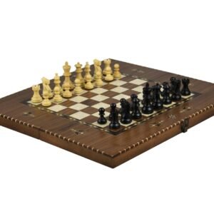 Helena Rural Walnut Chess & Backgammon Set With Ebonised Classic Staunton Chess Pieces 20 Inch