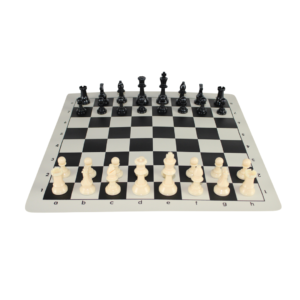 Black Club Roll Up Chess Set 20 Inch (Double Queen)