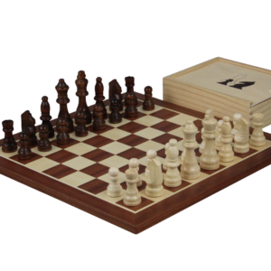 Mahogany Chess Set With Chess Pieces And Chess Box 14 Inch