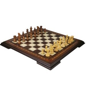 Walnut Chess Set 17 Inch with Helena Chess Board and Weighted Sheesham Atlantic Classic Staunton Chess Pieces 3 Inch
