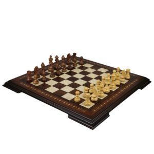 Walnut Chess Set 17 Inch with Helena Chess Board and Weighted Sheesham German Staunton Chess Pieces 3 Inch