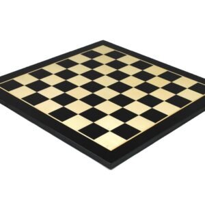 Ebony Chess Set 16 Inch With Flat Chess Board and Weighted Ebonised German Staunton Chess Pieces 3 Inch
