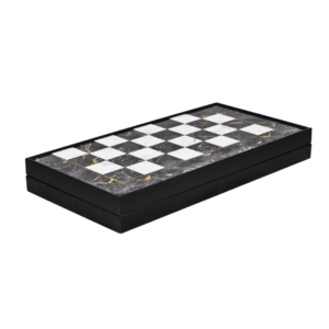 Wooden Gray Marble Design Chess & Backgammon Set 19 Inch
