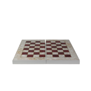 Wooden Red Marble Design Chess & Backgammon Set 19 Inch