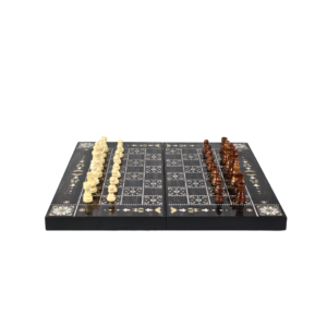 Wooden Pearl Design Chess & Backgammon Set 19 Inch