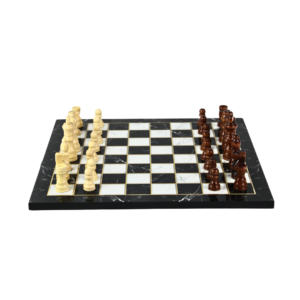 Black Marble Design Chess Set 14 Inch