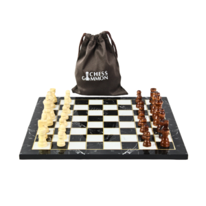 Black Marble Design Chess Set 14 Inch