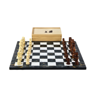 Gray Marble Design Chess Set 14 Inch With Storage Box