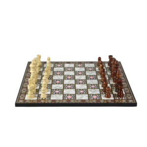 Mother Of Pearl Design Chess Set 14 Inch With Storage Box