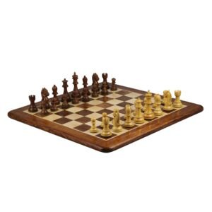Sheesham Chess Set With Sheesham Flat Chess Board 20 Inch and Sheesham King Bridal Staunton Chess Pieces 3.75 Inch