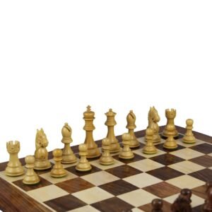 Sheesham Chess Set With Sheesham Flat Chess Board 20 Inch and Sheesham King Bridal Staunton Chess Pieces 3.75 Inch