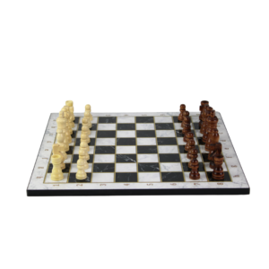 White Marble Design Chess Set 14 Inch