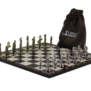 Walnut Personalised Metal Chess Set with Drawstring Bag 14 Inch