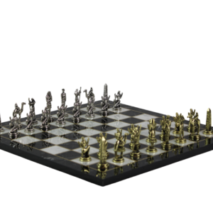 Black Marble Personalised Metal Chess Set with Drawstring Bag 14 Inch