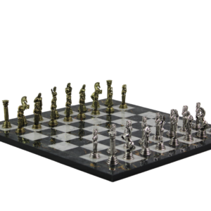 Grey Marble Personalised Metal Chess Set with Drawstring Bag 14 Inch