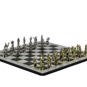 White Marble Personalised Metal Chess Set with Drawstring Bag 14 Inch
