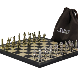 Black Personalised Metal Chess Set with Drawstring Bag 14 Inch