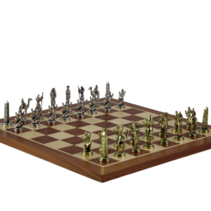Mahogany Personalised Metal Chess Set with Drawstring Bag 14 Inch