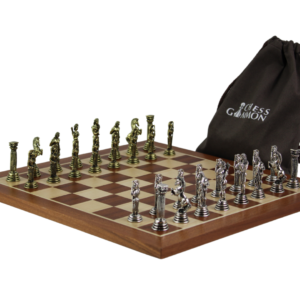 Mahogany Personalised Metal Chess Set with Drawstring Bag 14 Inch