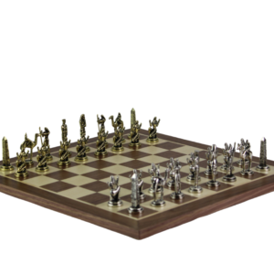 Walnut Personalised Metal Chess Set with Drawstring Bag 14 Inch